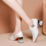 Niulatu 2025 Spring New Women's Shoes Girls' Leather High Heels Pointed Toe Woman Pumps Luxury White Black Dress Shoe Loafers DJSE