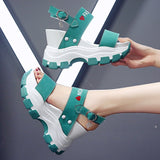 Niulatu Sandals Women 2025 New Summer Chunky High Heels Female Wedges Shoes for Women Fish Toe Red Sandalia Feminina DJSE