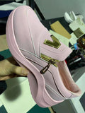 Niulatu Women Sneakers Slip on Zipper Thick Bottom Solid Color Vulcanized Shoes Casual Wedge Walking Flats Zapatillas De Mujer DJSE