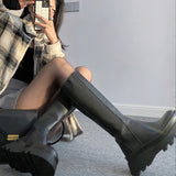 Niulatu Boots Women Zipper Leather Shoes 2025 Autumn Thick Bottom Platform Ladies Knee High Boots Elegant Fashion Female Footwear DJSE