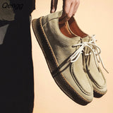 Niulatu Men's Shoes Lace up Leather Casual Shoes Spring Autumn Male Sneakers Designer Man Shoes Genuine Leather Barefoot Shoes DJSE