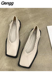 Niulatu Ladies Female Footwear Square Toe Women's Moccasins Autumn Casual Sneaker Shallow Mouth Soft 2025 Retro Dress Fall DJSE