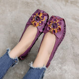 Niulatu 2025 Soft Genuine Leather Flat Shoes Women Flats with Flowers Ladies Shoes Women Designers Loafers Slip On DJSE