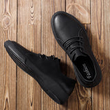 Niulatu Sale Large Size Men Leather Casual Shoes Outside High Quality Comfort Footwear Fashion All-match Sneakers Black DJSE