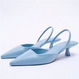 Niulatu Women's Pumps Fashion Pointed Slingback Female Stiletto Elegant Colorful Shallow Mouth Ladies Prom Shoes DJSE