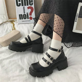Niulatu Heels Shoes Women Pumps Platform Shoes Fashion Mary Jane Shoes Lolita shoes Black Leather Woman Round Toe Student Mujer DJSE