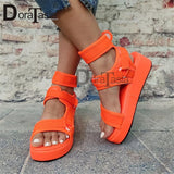 Niulatu Women's Multicolor Ankle Strap Sandals Fashion Ladies Open Toe Velcro Platform Summer Gladiator Sandals Shoes Woman DJSE