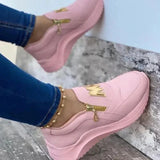 Niulatu Women Sport Shoes Thick Bottom Solid Ladies Vulcanized Sneakers Casual Wedges Slip on Zipper Shoes Women Platform Sneakers DJSE