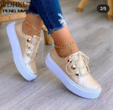 Niulatu Women Sneakers White Round Head Platform Causal Sports Student Cute Pink Girl Lolita Fashion Flats 2025 Spring DJSE