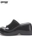 Niulatu Sandals For Women Wedge Slingback Fashion Metallic Glitter Open Toe Slipper Shoes Summer Casual Slip On Sandals DJSE