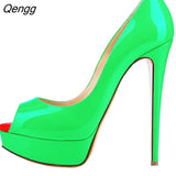 Niulatu leather 14cm women's shoes European and American fight color fish mouth fine with high heels young daily shoes DJSE