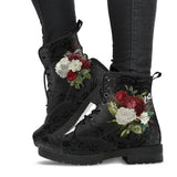 Niulatu leather Rose Dragon Embroidered boots Fashionable Flat lace-up Short boots women shoes Big size DJSE