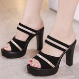 Niulatu 32-43 Open Head Block Heel Shoes Summer Slippers Woman 2025 High Heels Slides Women Office Shoe Platform Slippers DJSE