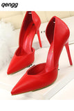 Niulatu Pumps Thin Heels Solid Women Pumps Sexy 10.5cm High Heels Pointed Toe Wedding Shoes Female DJSE