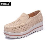 Niulatu Women Flat Platform Shoes Flats Women Cut-out Suede Leather Slip on Thick Heels Loafers Ladies Creepers Women 509 DJSE