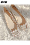 Niulatu Woman Square Buckle Crystal Pointed Toe Flats Glitter Shallow Slip On Comfy Loafers Bling Bling 33-44 Moccasins DJSE