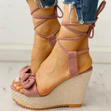 Niulatu Strap Women Sandals Platform Wedges High Heel Flock Butterfly Peep Toe Fashion Female Ladies Shoes Zapatos De Mujer DJSE