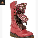 Niulatu New Mid-Calf Boots Autumn Winter Non-slip Flat Shoes Vintage Sexy Steampunk Leather Retro Buckle Ladies Snow Boots DJSE