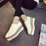 Niulatu Spring Casual Solid Flat Women Shoes Patent Leather Lace-Up Loafers Flat Platforms British Style Ladies Oxfords DJSE