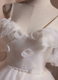 Niulatu A Line White Spaghetti Straps Sweet Mini Dress Homecoming Dress HZ1110