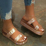 Niulatu Women's Sandals Summer Fashion Women's Shoes Platform Sandals Woman Bling Bling Slides With Shoes Ladies Thick Sole Female DJSE