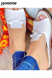 Niulatu Women Sandals Slippers Women 2025 Summer New Transparent Hollow Flat Sandals Fashion Shoes Casual Outside Slides DJSE