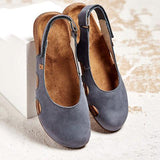 Niulatu Women Casual Wedges Sandals Summer Buckle Hot Gladiator Retro Non-slip Sandals Flock Ladies Party Office Shoes DJSE