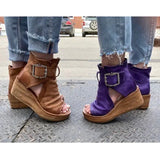 Niulatu Women Summer Sandals Mid Heels Wedges Shoes Ladies Vintage PU Leather Plus Size Sandalias Mujer Sapato Feminino 2025 DJSE