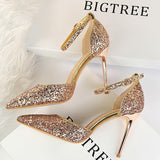 Niulatu Shoes Sexy High Heels Women Pumps Sparkle Sequins Stiletto Heels 10 Cm Party Shoes Women Heels Summer Women Sandals New DJSE