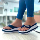 Niulatu Size Women's Shoes 2025 Rhinestone Platform Sandals Women Wedge Slippers Summer Flip Flops Height Increase Beach Slippers DJSE