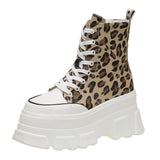 Niulatu Women's 2025 New Summer Thin Zebra Pattern High-Top Women's Raise the Bottom Platform Dad Canvas Shoes DJSE