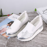 Niulatu Comfort Creepers Bling Loafers Silver Platform Shoes Woman Slip On Swing Women Flats Shoes Zapatos De Mujer DJSE
