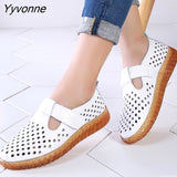 Niulatu Shoes Fashion 2025 Solid Hook & Loop Cozy Genuine Leather Shoes Women Rubber Hollow Soft Flat Shoes Women DJSE