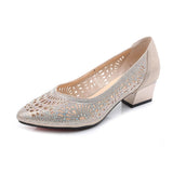 Niulatu 2025 New Summer Fashion Pumps Cut-outs Women Crystal Casual Ladies Shoes High Heels Tenis Feminino Genuine Leather DJSE