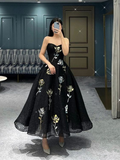 Niulatu Black Sweetheart A-line Evening Dress Glam Dress HZ1007