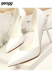 Niulatu Pumps Thin Heels Solid Women Pumps Sexy 10.5cm High Heels Pointed Toe Wedding Shoes Female DJSE