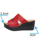 Niulatu 33-43 Casual Outside Medium Heels Platform Wedges Slippers Women Shoes Summer 2025 Beach Office Soft Leather Slides DJSE