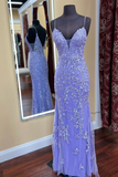 Niulatu Lace Appliques Mermaid Straps Evening Dress HZ1007