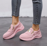 Niulatu Women Sneakers Slip on Zipper Thick Bottom Solid Color Vulcanized Shoes Casual Wedge Walking Flats Zapatillas De Mujer DJSE