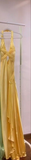 Niulatu Mermaid V Neckline Satin Yellow Long Prom Dresses Formal Evening Dresses SD2709