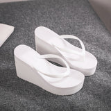 Niulatu Women Summer Shoes Woman 2025 Wedge Rubber Flip Flops Heeled Mules Candy Colors Platform Female Beach Slippers White 39 DJSE