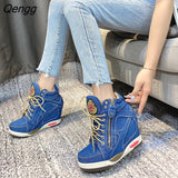 Niulatu Womens Sneakers with Platform Woman Shoe Luxury Wedge Heel Basket Autumn Winter Thick Fashion High Casual Running Low help DJSE
