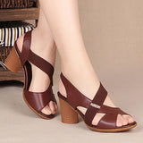 Niulatu Women Summer Sandals Platform Round Mid Heel Back Strap Peep Toe Pu Leather Beach Casual Fashion Shoes Ladies Female Whosale DJSE