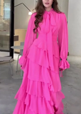 Niulatu Chiffon Layered Ruffled Long Prom Dress Elegant Party Evening Dress HZ1007
