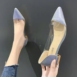 Niulatu Women Flats Heeled Slip on Shoes Woman Pointed Toe Dress Shoes Transparent Shallow Ladies Shoes Zapatos De Mujer DJSE
