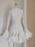 Niulatu Sheath Scoop Neckline White Long Sleeves Short Homecoming Dresses Birthday Outfits SD369