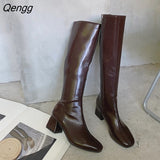 Niulatu Long Boots Woman Knee High Booties Ladies Shoes Platform Thick Heel PU Leather Soft Zipper Woman Fashion Winter 2025 DJSE