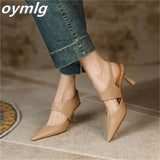 Niulatu Temperament Baotou stiletto sandals women's 2025 summer new women's shoes wear one word with pointed toe high heels women DJSE
