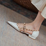 Niulatu Strap Cut Out D'orsy Studded Rockstud Patent Leather Rivet Flats T-Strap Buckle Walking Soft Women Shoes Travel Size DJSE