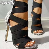 Niulatu Women Sandal High Heels Gladiator Ankle Strap Sandals 2025 Summer Ladies Party Pumps Shoes Sandalia Feminina Big Size DJSE